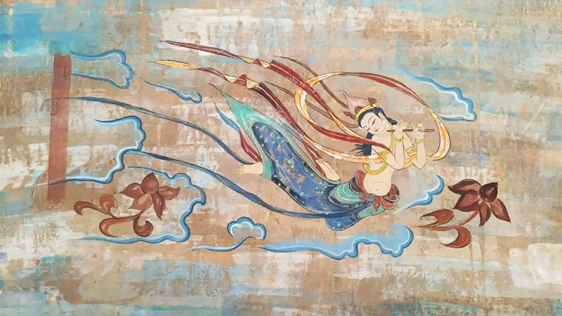 敦煌莫高窟390窟飞天壁画